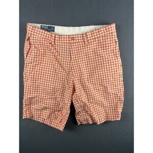 Polo Ralph Lauren Men 34 Suffield Short Relax Orange and White Gingham Pockets